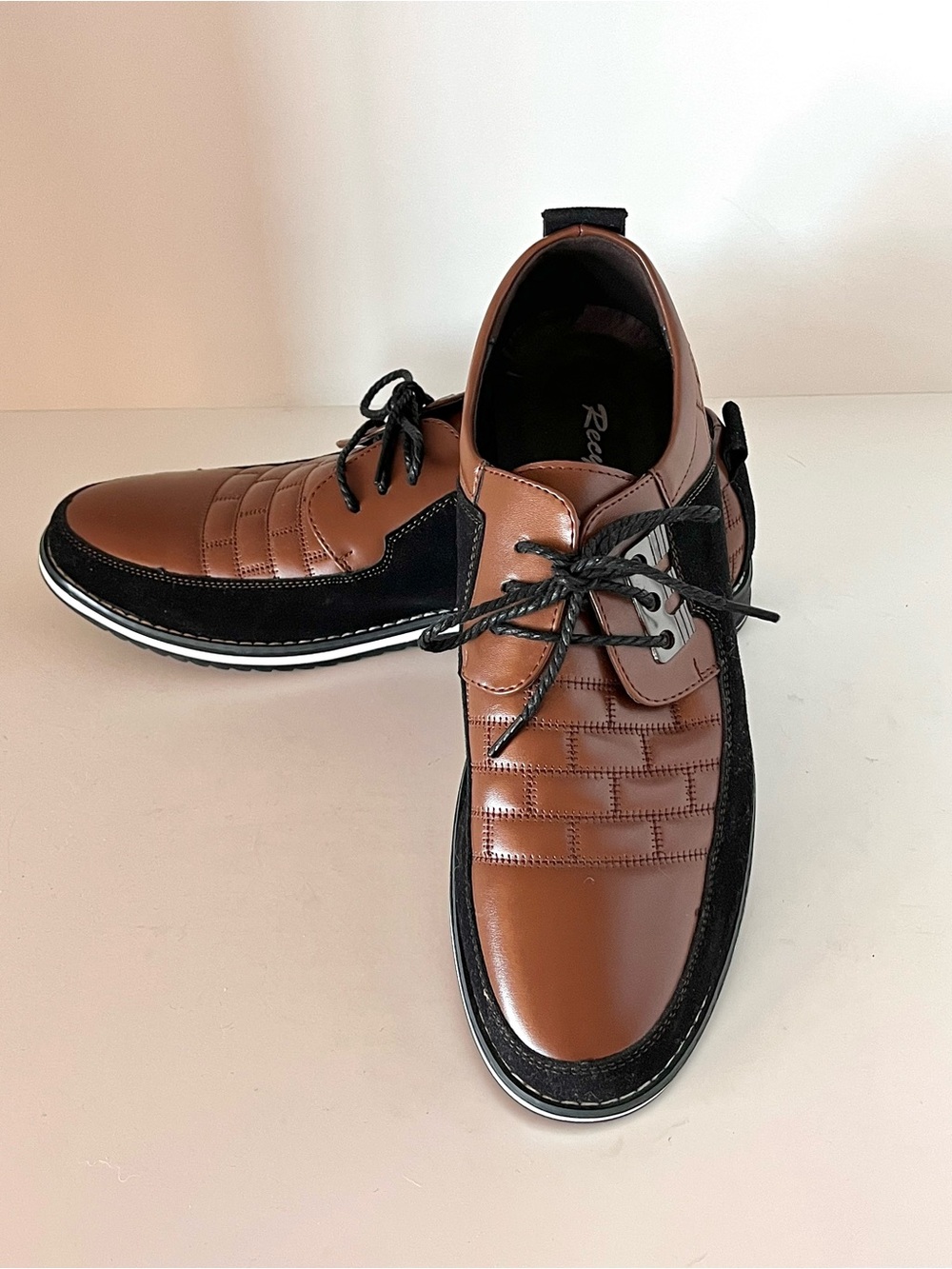 Recyphi Men's Oxford Derby Orthopedic Dress Shoes Brown Black NWOT Size 13.5